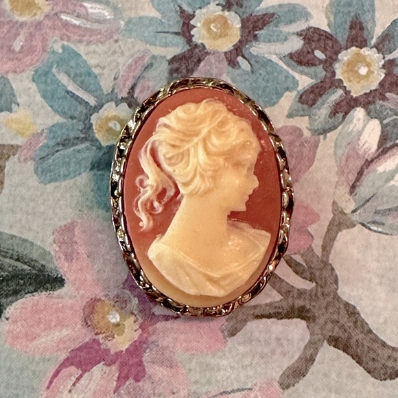 Vintage Jewelry - Vintage Cameo Brooch/Pin Unsigned Intricate Ornate Frame MCM 1950's